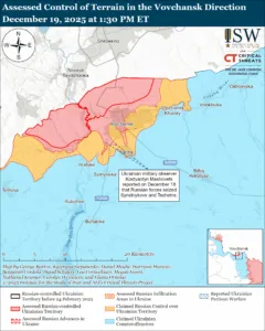Assessed Control of Terrain in Vovchansk, December 19, 2025 at 1:30 PM ET