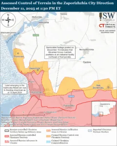 Assessed Control of Terrain in the Zaporizhzhia City Direction, December 11, 2025 at 1:30 PM ET