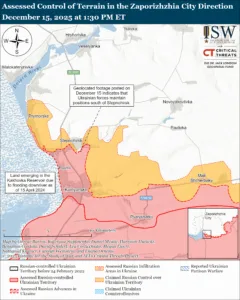 Assessed Control of Terrain in the Zaporizhzhia City Direction, December 15, 2025 at 1:30 PM ET