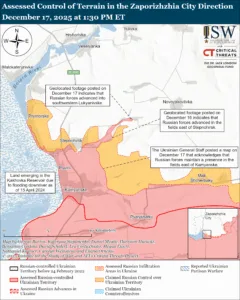 Assessed Control of Terrain in the Zaporizhzhia City Direction, December 17, 2025 at 1:30 PM ET