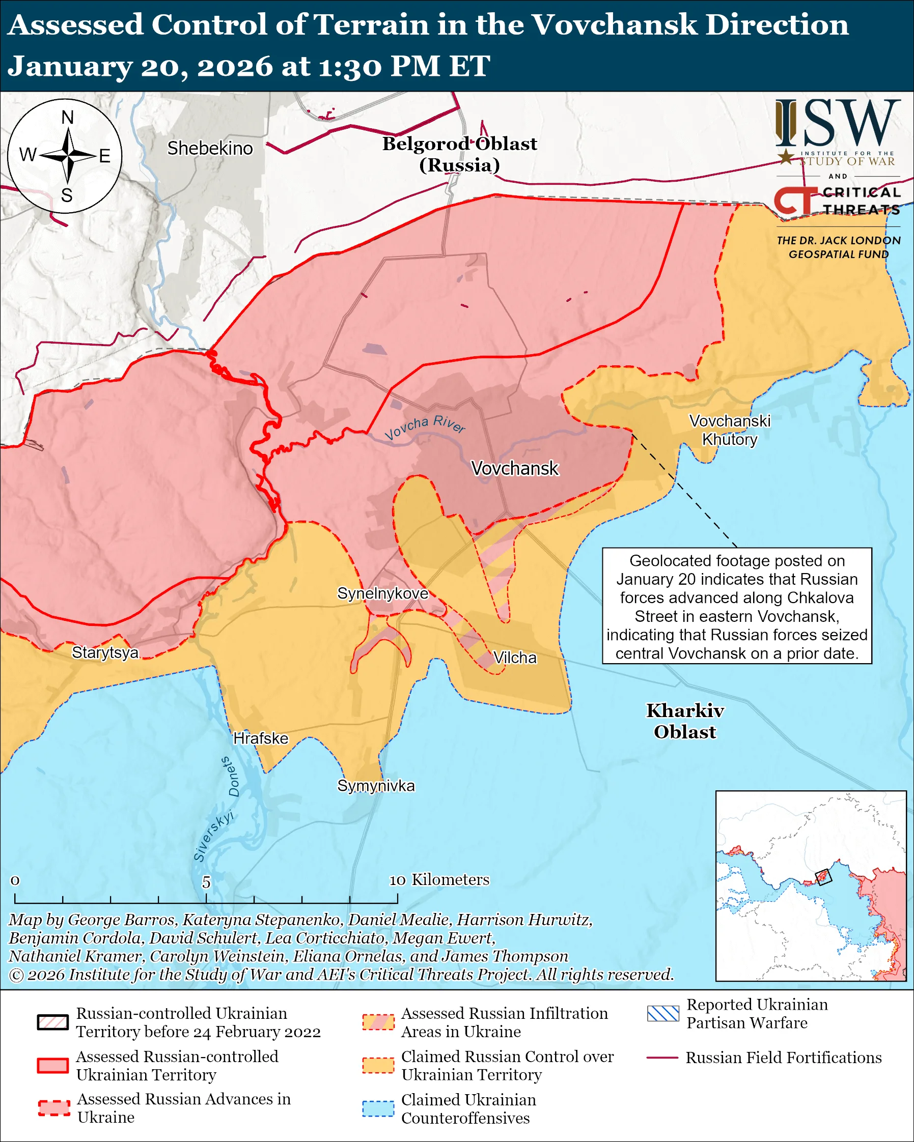 Russian Offensive Campaign Assessment January 20 2026 ISW Vovchansk Direction January 20 2026.webp