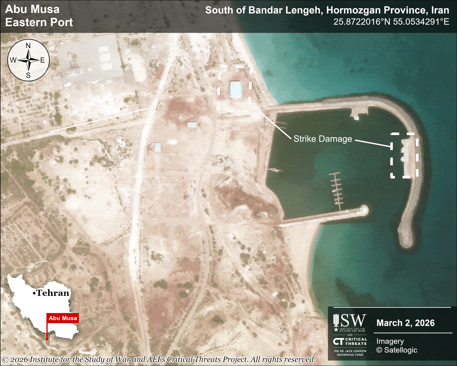 Abu Musa Eastern Port, South of Bandar Lengeh, Hormozgan Province, Iran, March 7, 2026
