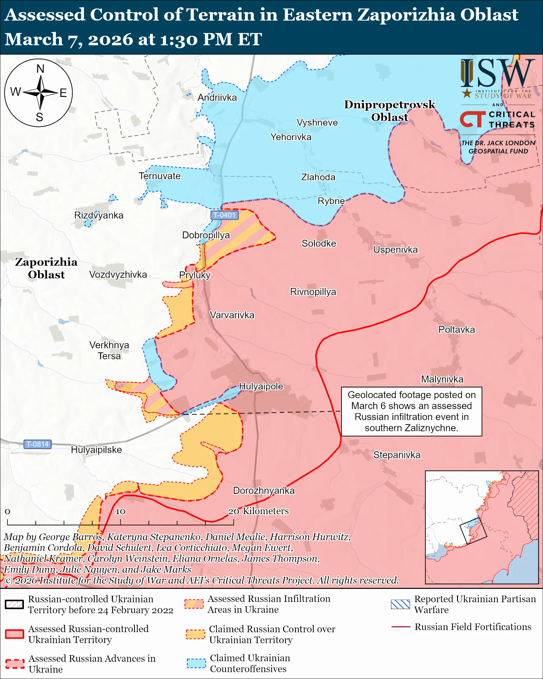 恐ロシア errain in Eastern Zaporizhia Oblast, March 7, 2026 | ISW