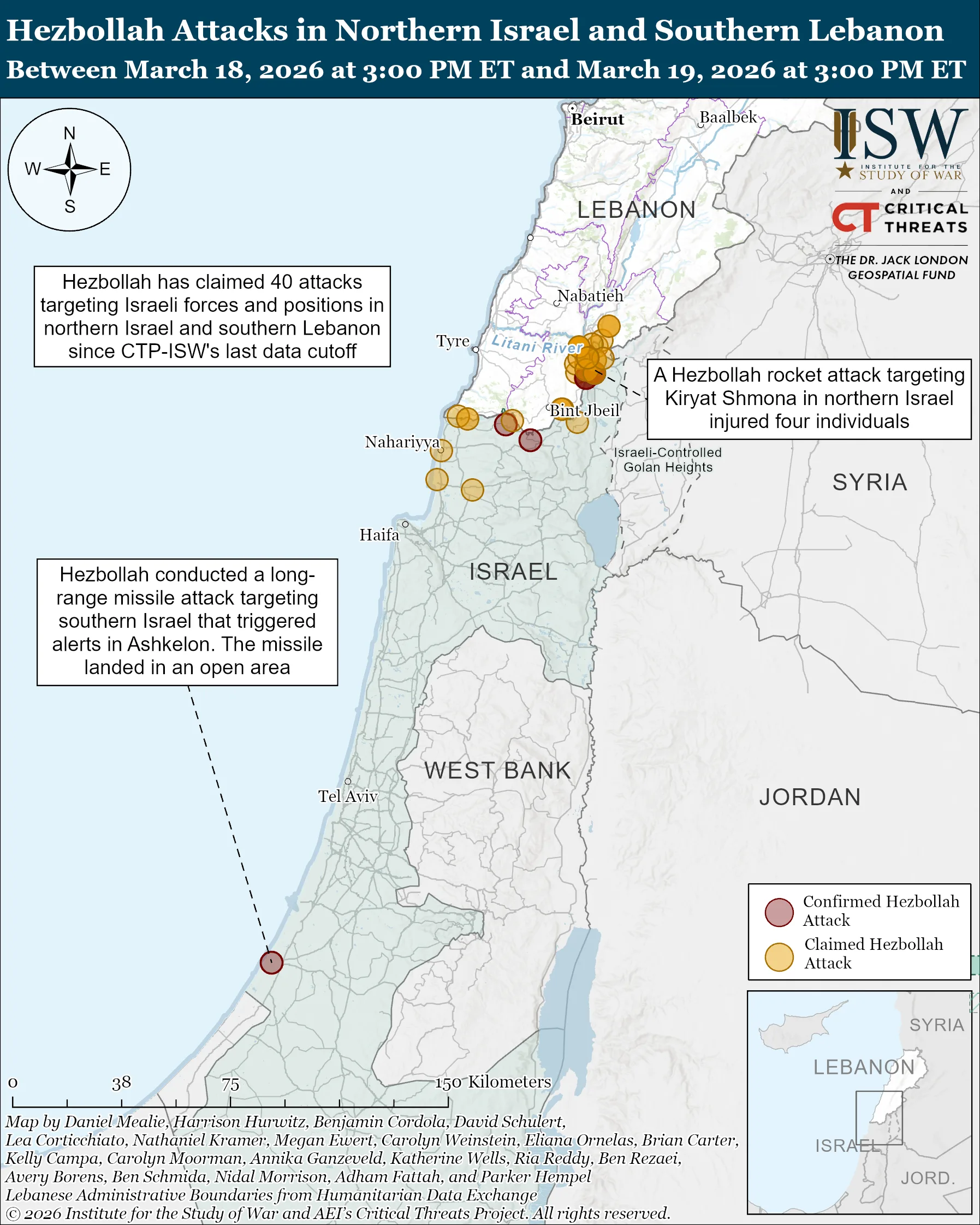 Iran Update Special Report March 19 2026 ISW Hezbollah Attacks In Northern Israel And Southern Lebanon March 19 2026.webp