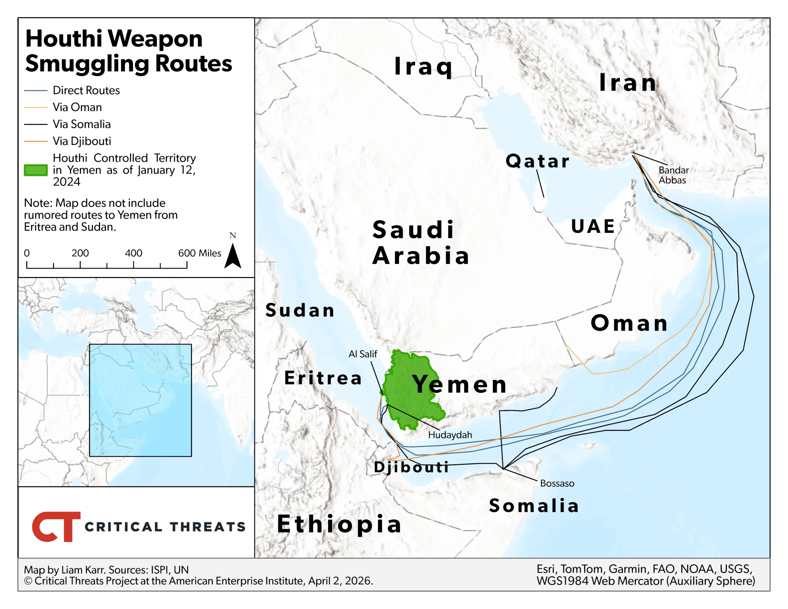 Houthi Weapon Smuggling Routes