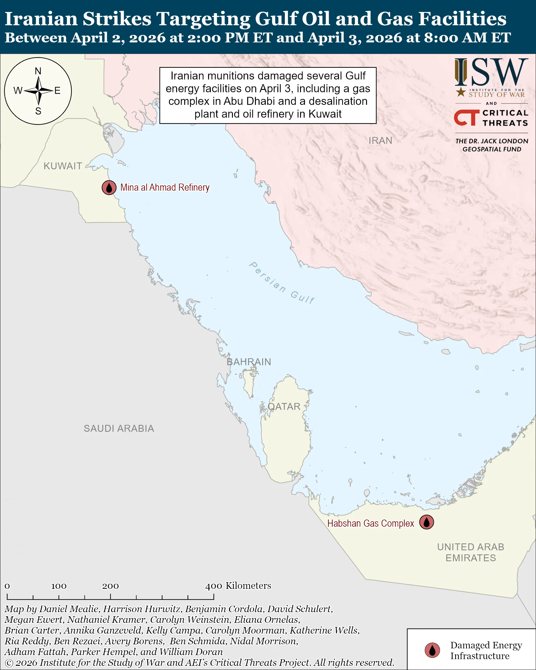 نقشه آسیب به زیرساخت انرژی خلیج فارس بر اثر حملات ایران