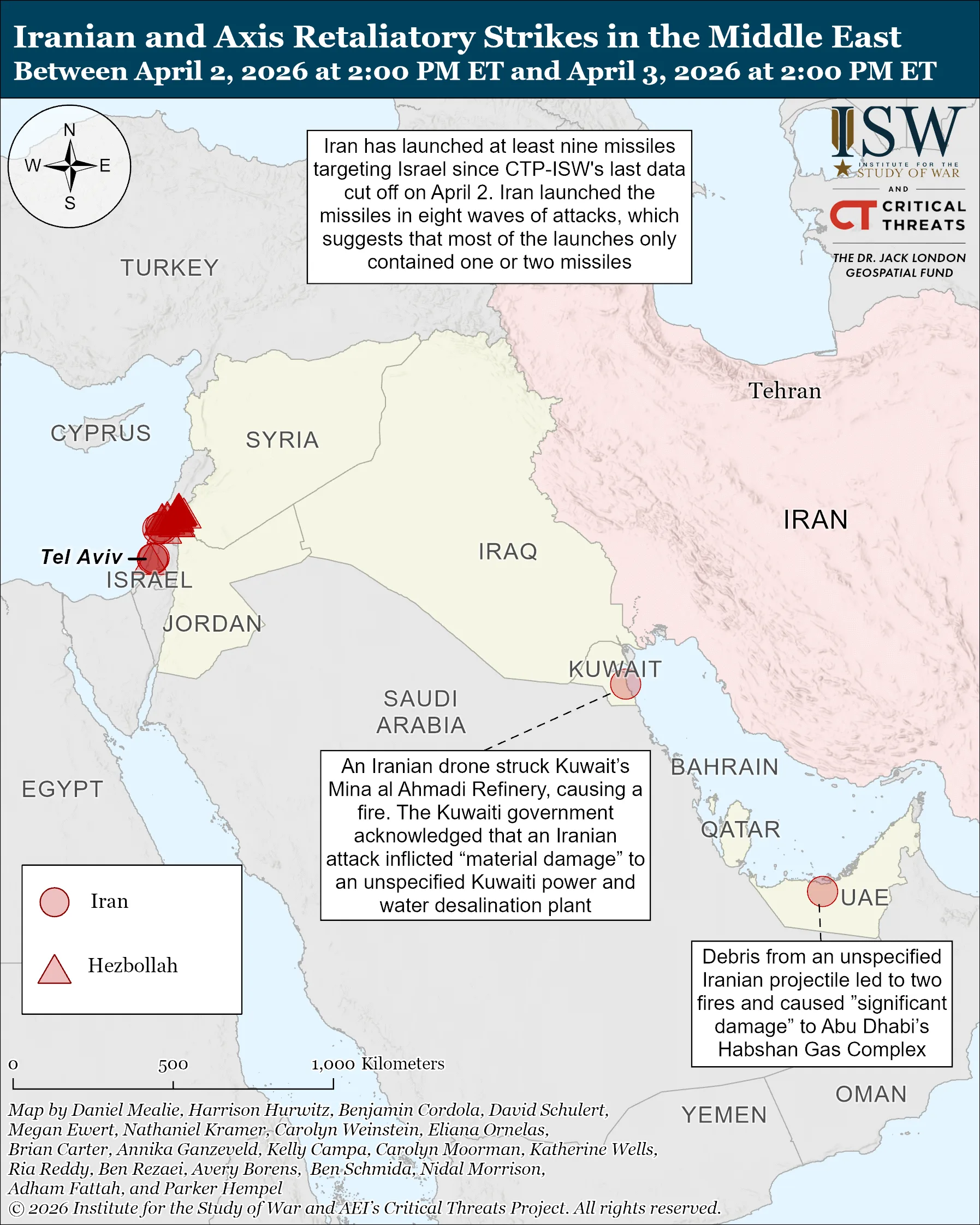 نقشه حملات تلافی‌جویانه ایران و محور مقاومت در خاورمیانه
