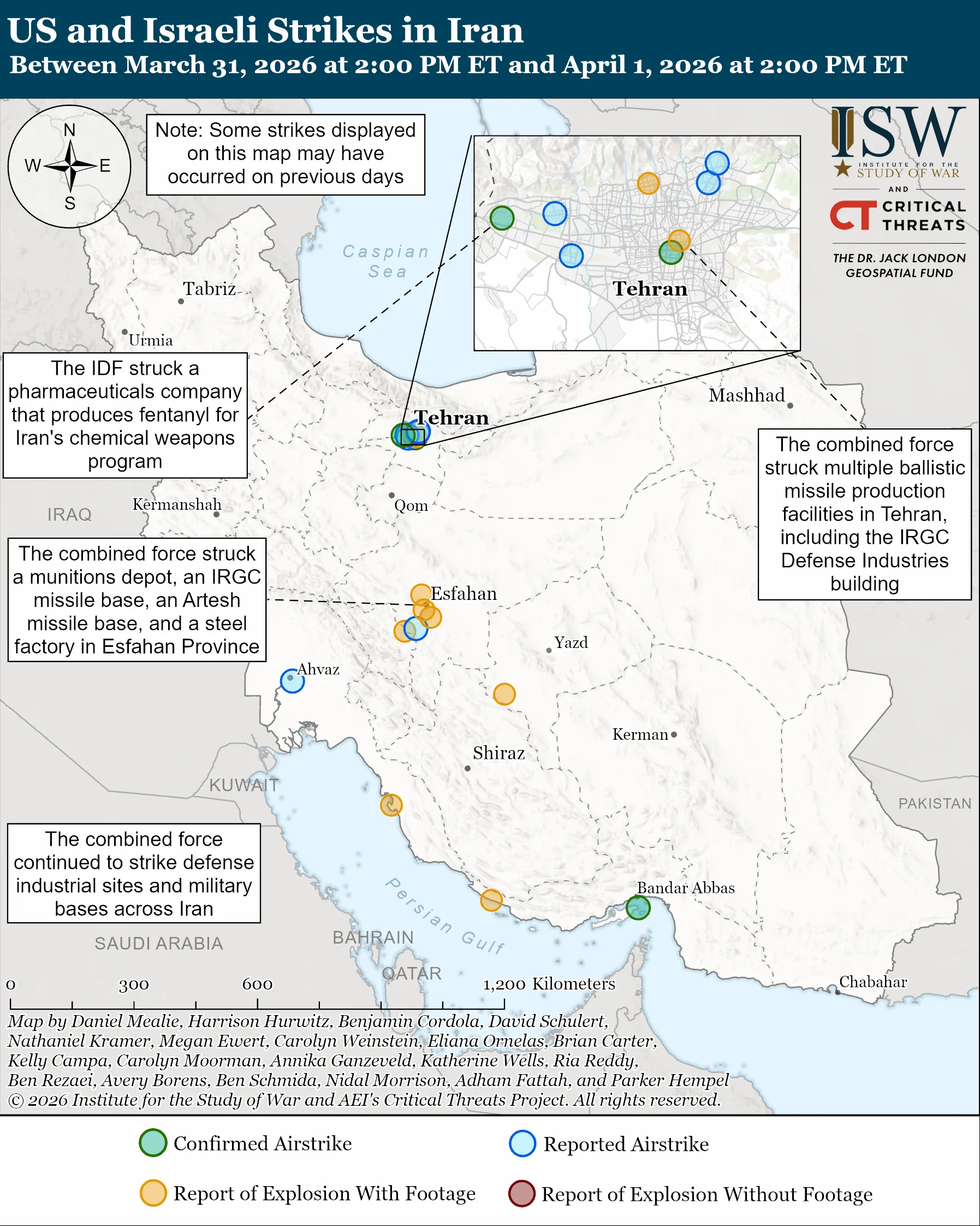 نقشه حملات آمریکا و اسرائیل در ایران