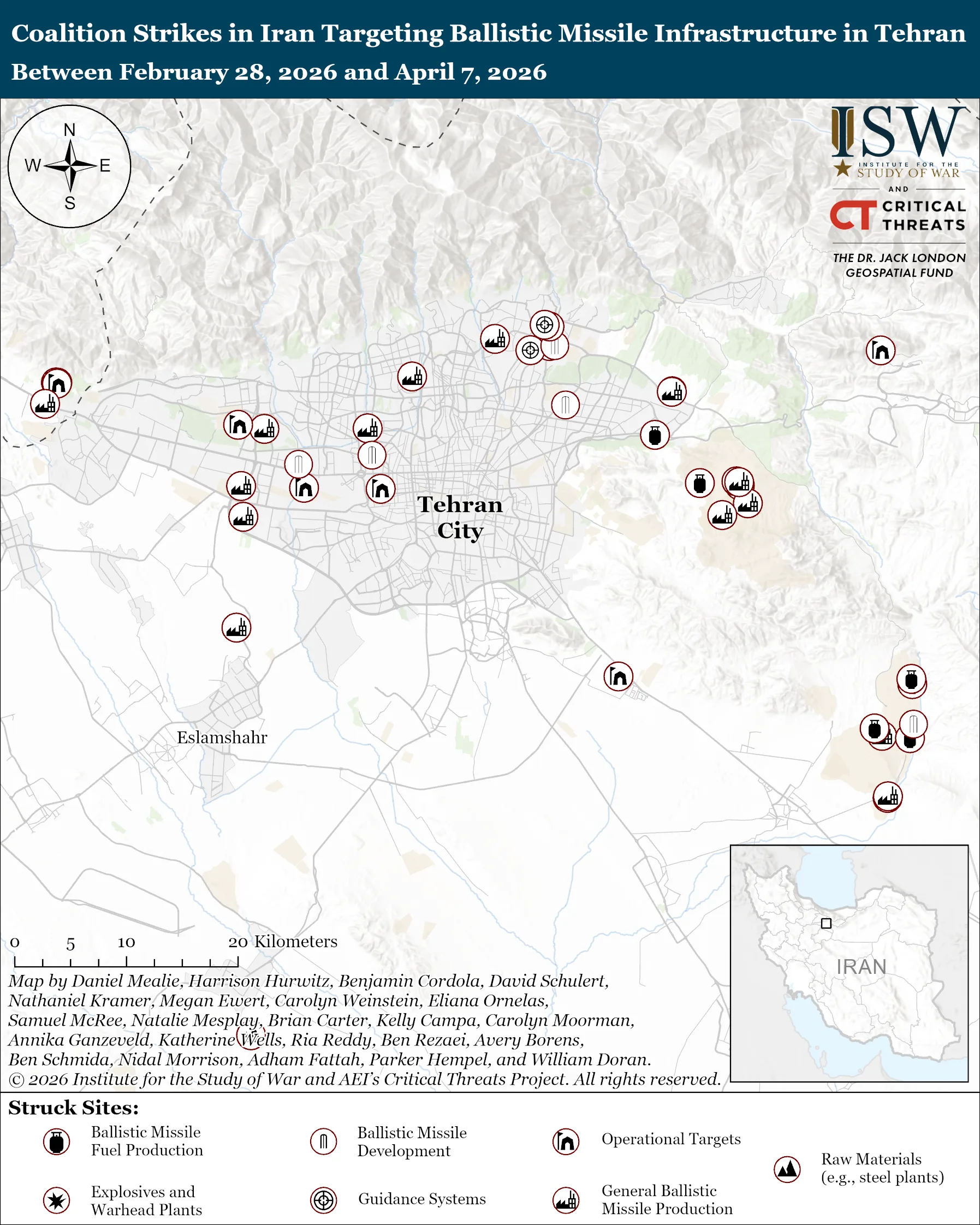 Coalition Strikes in Tehran City Targeting Ballistic Missile Infrastructure Between February 28, 2026 and April 7, 2026 Coalition Strikes in Tehran City Targeting Ballistic Missile Infrastructure Between February 28, 2026 and April 7, 2026
