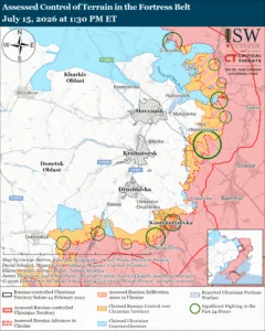 Assessed Control of Terrain in the Fortress Belt, July 15, 2026 at 1:30 PM ET
