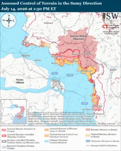 Assessed Control of Terrain in the Sumy Direction, July 14, 2026 at 1:30 PM ET