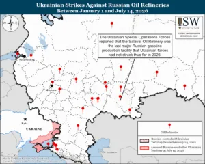 Ukrainian Strikes Against Russian Oil Refineries between January 1 and July 14, 2026