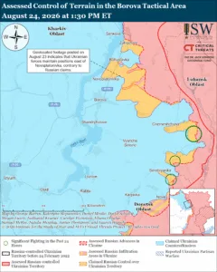 Assessed Control of Terrain in the Borova Tactical Area, August 24, 2026 at 1:30 PM ET
