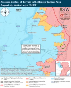 Assessed Control of Terrain in the Borova Tactical Area, August 25, 2026 at 1:30 PM ET