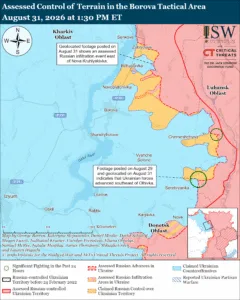 Assessed Control of Terrain in the Borova Tactical Area, August 31, 2026 at 1:30 PM ET