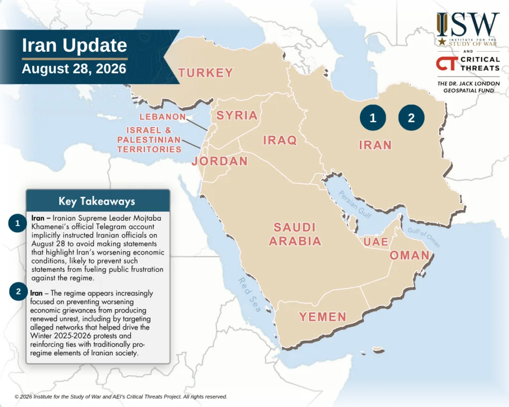 Iran Update Graphic, August 28, 2026