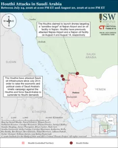 Houthi Attacks in Saudi Arabia between July 24, 2026 at 2:00 PM ET and August 20, 2026 at 2:00 PM ET