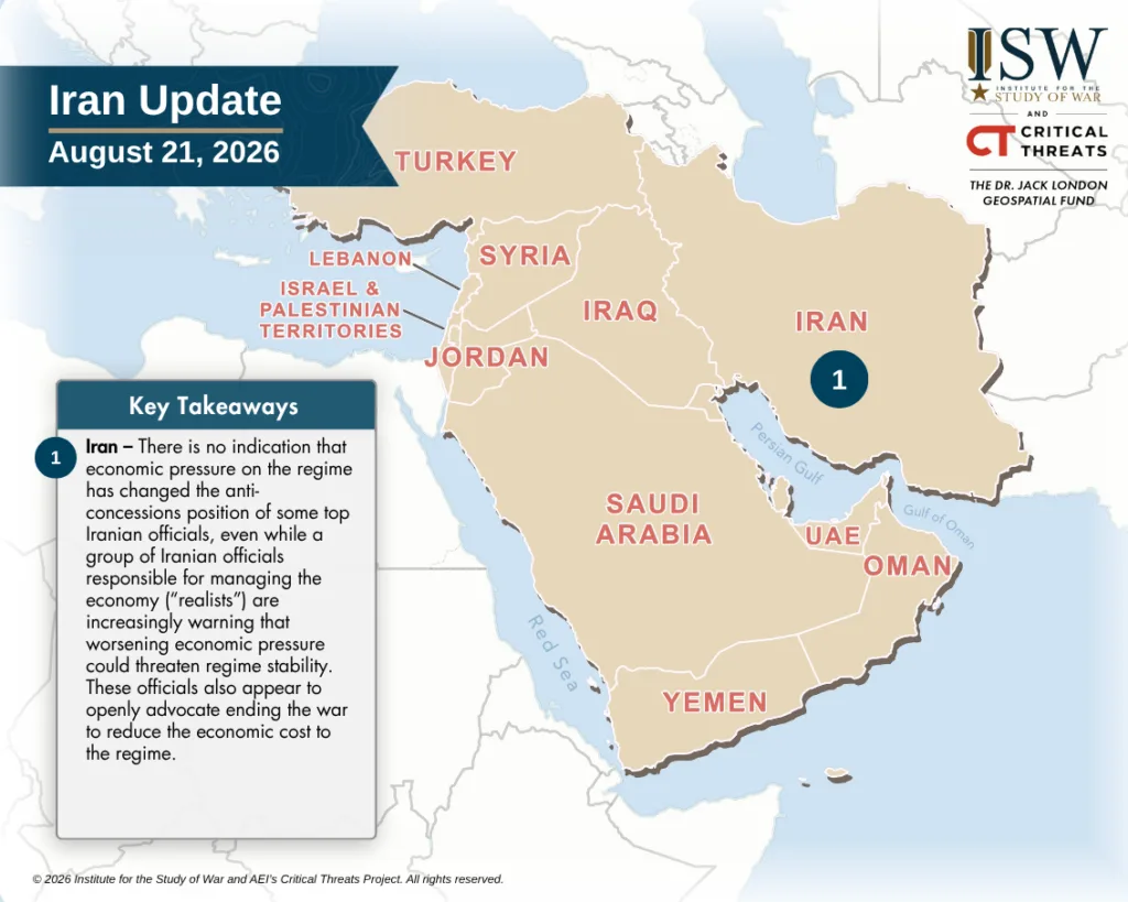Iran Update, August 21, 2026