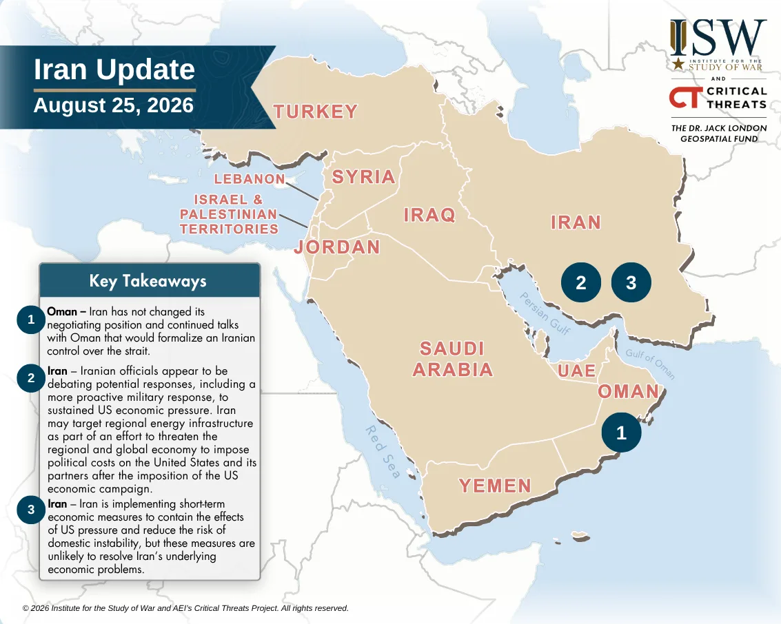 Iran Update, August 25, 2026