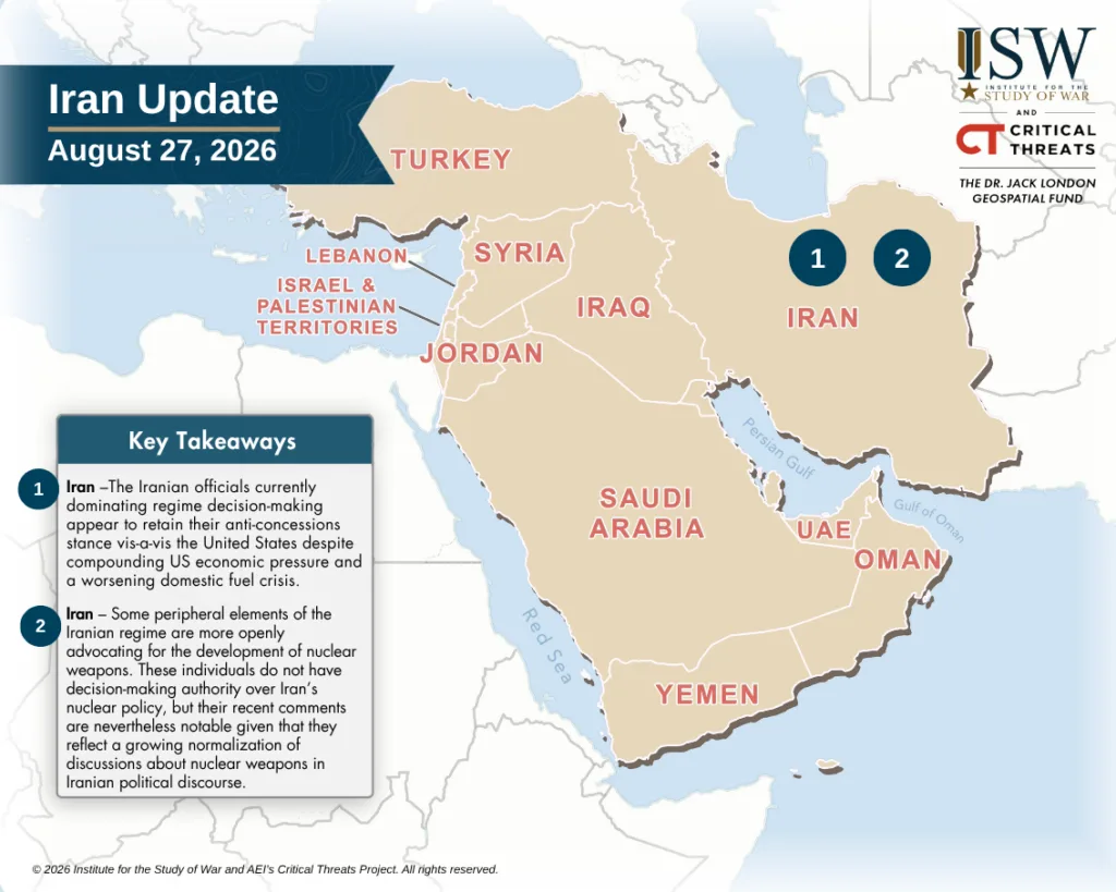 Iran Update Graphic, August 27, 2026 Iran Update Graphic, August 27, 2026