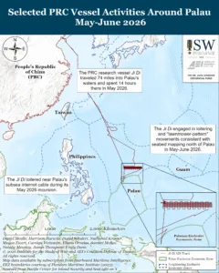 Selected PRC Vessel Activities Around Palau, May-June 2026