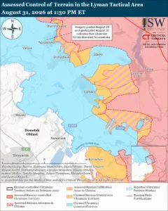 Assessed Control of Terrain in the Lyman Tactical Area, August 31, 2026 at 1:30 PM ET