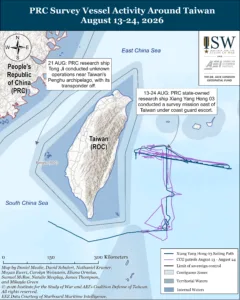PRC Survey Vessel Activity Around Taiwan, August 13-24, 2026