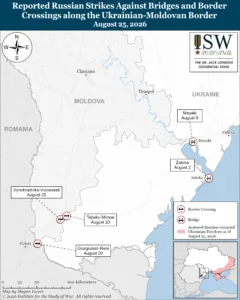 Reported Russian Strikes Against Bridges and Border Crossings along the Ukrainian-Moldovan Border, August 25, 2026