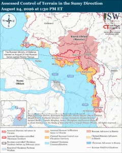 Assessed Control of Terrain in the Sumy Direction, August 24, 2026 at 1:30 PM ET