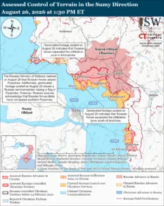 Assessed Control of Terrain in the Sumy Direction, August 26, 2026 at 1:30 PM ET