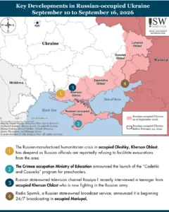 Key Developments in Russian-occupied Ukraine, September 10 to September 16, 2026