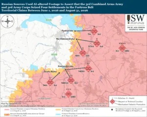 Russian Sources Used AI-altered Footage to Assert that the 3rd Combined Arms Army and 3rd Army Corps Seized Four Settlements in the Fortress Belt, Territorial Claims between June 1, 2026 and August 31, 2026