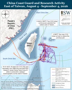 China Coast Guard and Research Activity East of Taiwan, August 4- September 4, 2026