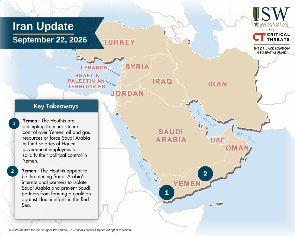 Daily Iran Update Horizontal Graphic, September 22, 2026