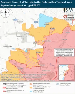 Assessed Control of Terrain in the Dobropillya Tactical Area, September 9, 2026 at 1:30 PM ET