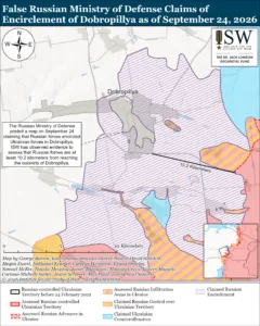 False Russian Ministry of Defense Claims of Encirclement of Dobropillya as of September 24, 2026