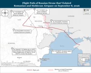 Flight Path of Russian Drone that Violated Romanian and Moldovan Airspace on September 8, 2026