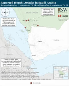 Reported Houthi Attacks in Saudi Arabia between September 7, 2026 at 2:00 PM ET and September 8, 2026 at 2:00 PM ET