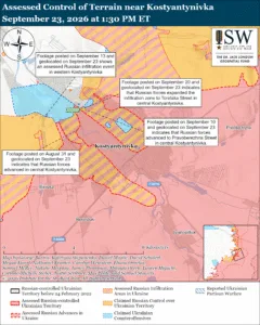 Assessed Control of Terrain near Kostyantynivka, September 23, 2026 at 1:30 PM ET