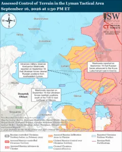 Assessed Control of Terrain in the Lyman Tactical Area, September 16, 2026 at 1:30 PM ET
