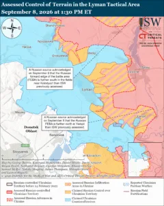 Assessed Control of Terrain in the Lyman Tactical Area, September 8, 2026 at 1:30 PM ET