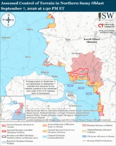 Assessed Control of Terrain in North Sumy Oblast, September 7, 2026 at 1:30 PM ET