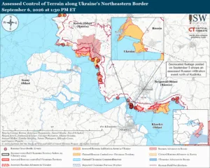 Assessed Control of Terrain along Ukraine’s Northerneastern Border, September 6, 2026 at 1:30 PM ET