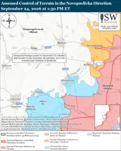 Assessed Control of Terrain in the Novopavlivka Direction, September 24, 2026 at 1:30 PM ET