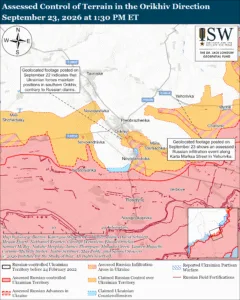 Assessed Control of Terrain in the Orikhiv Direction, September 23, 2026 at 1:30 PM ET