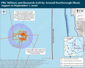 PRC Military and Research Activity Around Scarborough Shoal, August 10-September 7, 2026