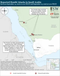 Reported Houthi Attacks in Saudi Arabia, Between September 14, 2026 at 2:00 PM ET and September 15, 2026 at 2:00 PM ET