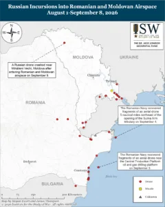 Russian Incursions into Romanian and Moldovan Airspace, August 1-September 8, 2026