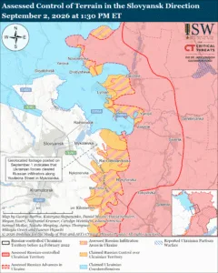Assessed Control of Terrain in the Slovyansk Direction, September 2, 2026 at 1:30 PM ET