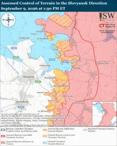 Assessed Control of Terrain in the Slovyansk Direction, September 9, 2026 at 1:30 PM ET
